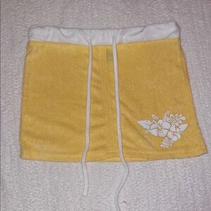 SHEIN Yellow Floral Mini Skirt for Over Bathing Suit